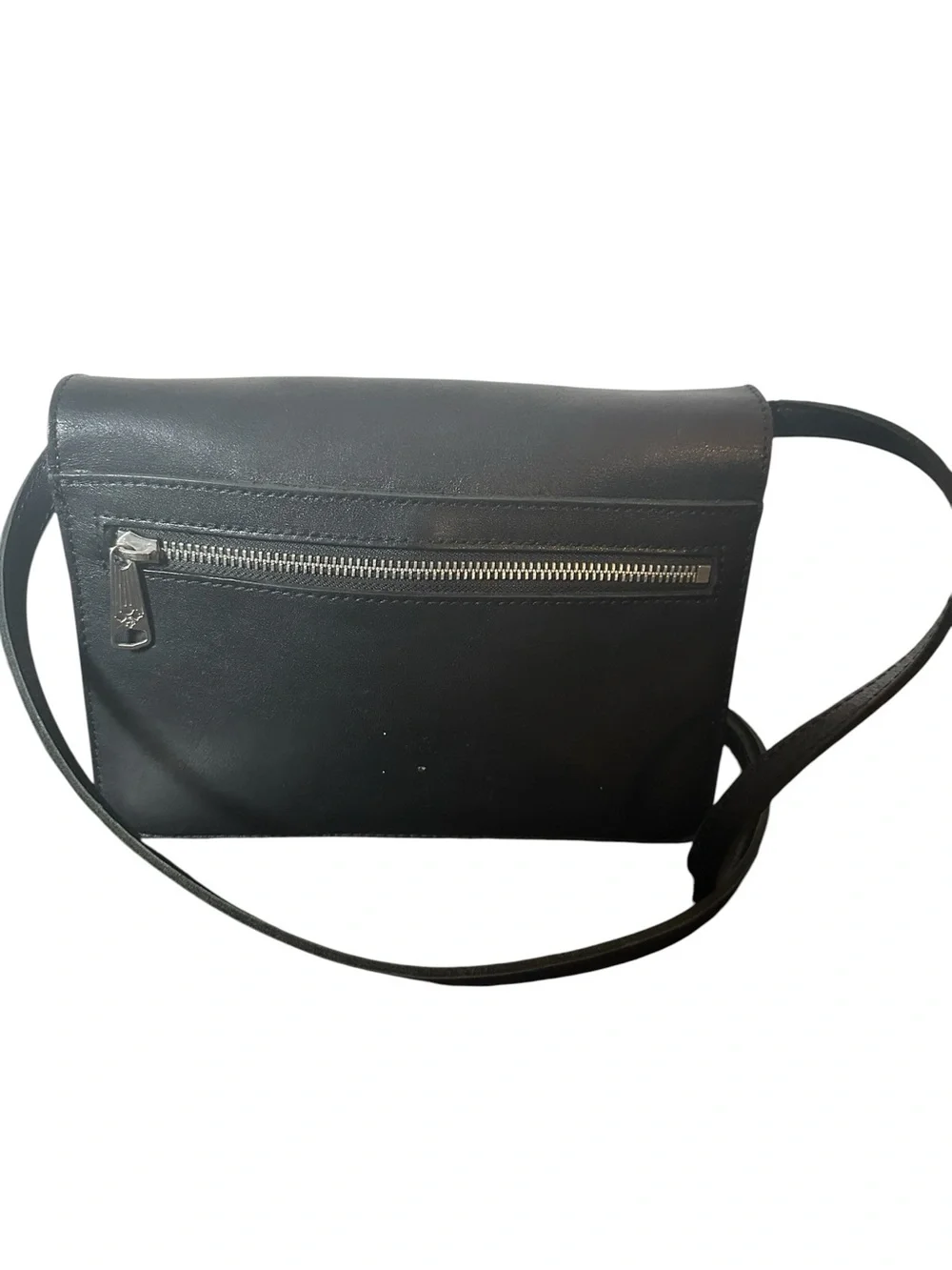 Patricia Nash Lanza Black Leather Crossbody Organizer Bag Silver Hardware